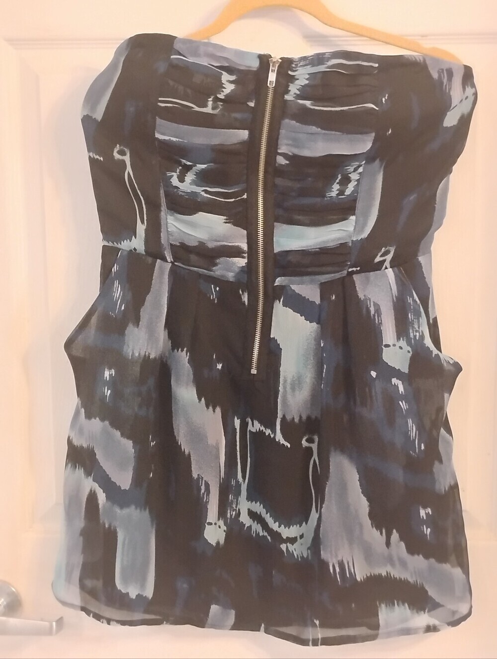 Charlotte Russe Strapless Mini Dress in Black and Blue Wash